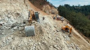 Excavator Building Mountain Road, Loading Dump Trucks _ JCB _ Dump Trucks