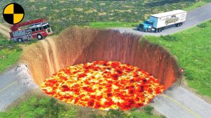 Cars vs Giant Crater BeamNG.Drive