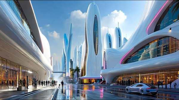 Future Metropolis 2099 Neon Streets, Smart Transit, Robot Life