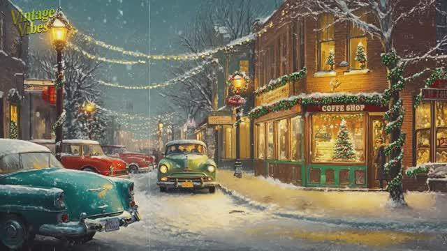 🎄Уютная кофейня 1950-х годов на Рождество: классические рождественские песни и винтаж смотреть онлайн