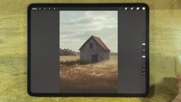 PROCREATE Tutorial -  Landscape Drawing of Old Wood Barn by James Julier