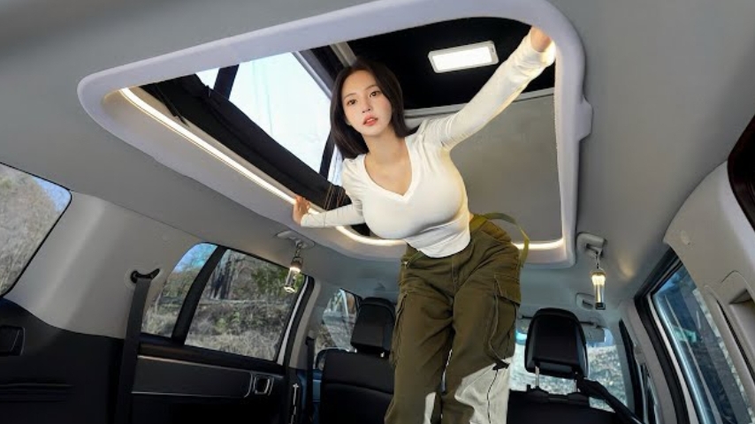 Люксовый кемпинг на автомобиле кемпере с палаткой. смотреть онлайн