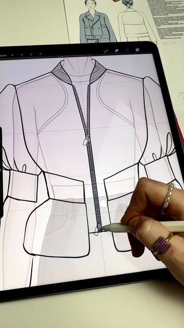 Уроки рисования эскизов одежды. Фэшн иллюстрация куртки. Скетчинг дизайнер одежды смотреть онлайн