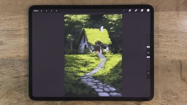 🍿 EASY PROCREATE Landscape Drawing Tutorial - Moss Cottage by James Julier смотреть онлайн