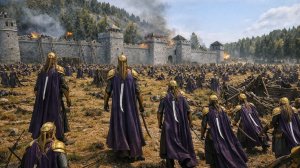 400 Нолдор эльфы против 800 Гондорианцев - Epic Fortress Siege / LOTR Bannerlord режим