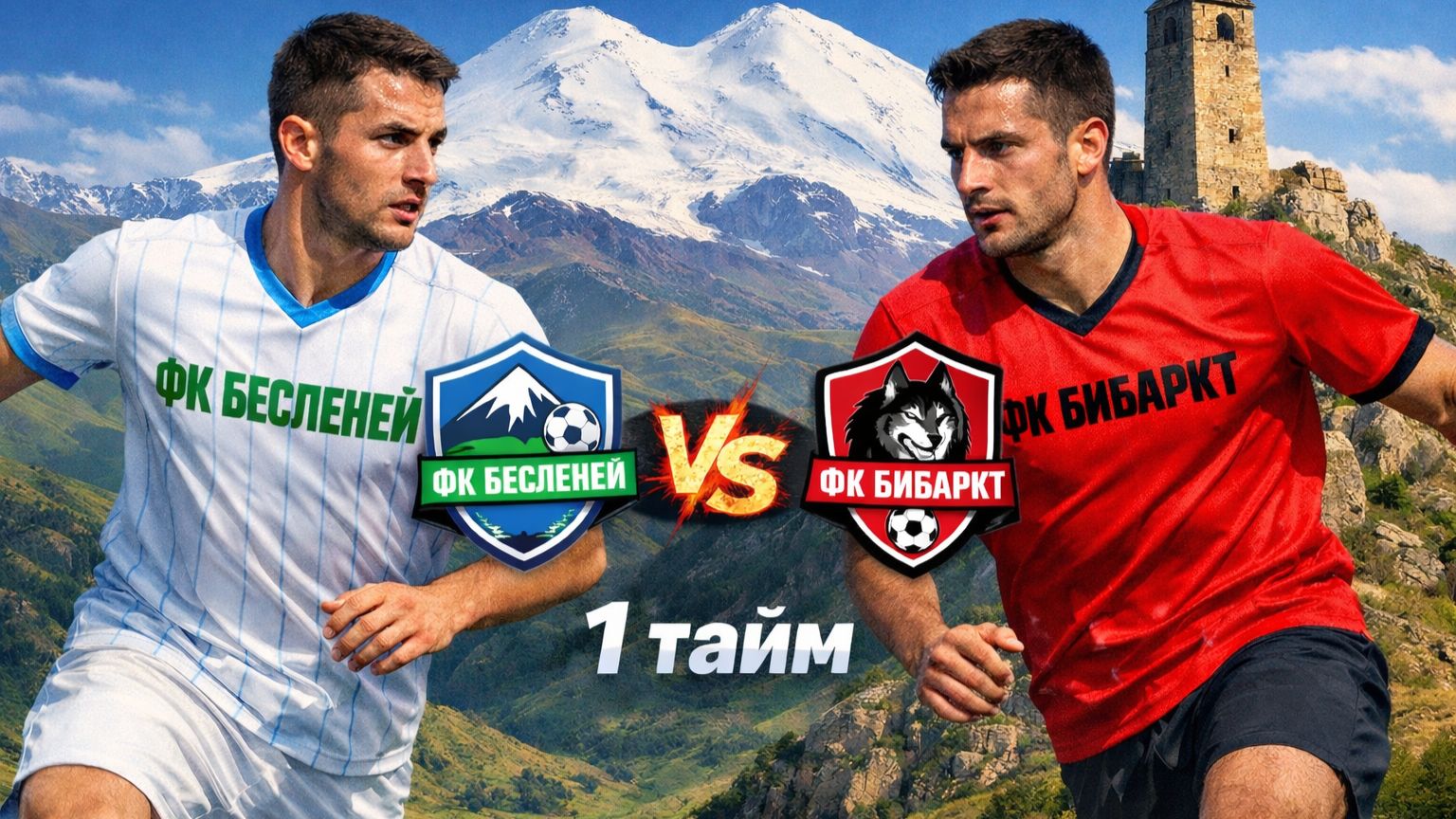 Футбольный матч ФК Беслъэней (Бесленей) - ФК Бибаркт (Эльбурган). 1 тайм