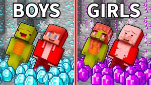 Мальчики против девочек: челлендж „Не касайся цвета“ — Джей Джей и Майки в Minecraft