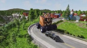 ОГРОМНЫЙ автобус против монстр-трака и автомобилей в BeamNG Drive