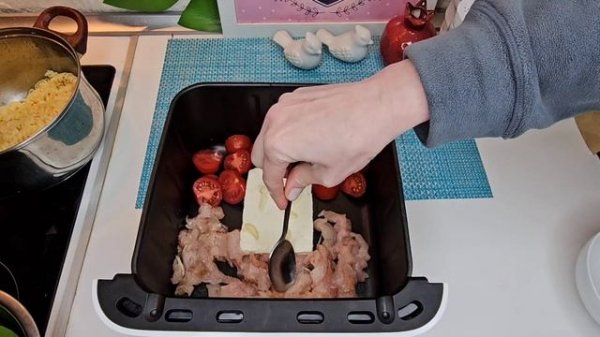 🔥тестирую рецепт в аэрогриле! макароны с курицей, фетой и шпинатом 👌