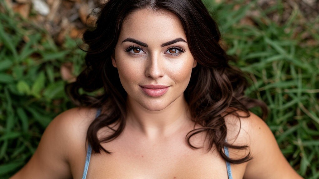 Брюнетка на спине