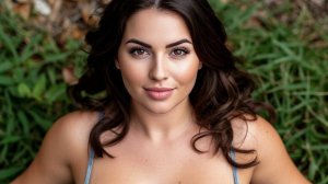 Брюнетка на спине