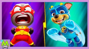 Говорящий Том Герой vs Щенячий Патруль.Погоня за Енотами и Вкусняшками.Кто Быстрее [get.gt]