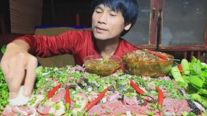 #MUKBANG 🥩Свежая говядина с перцем Чили и свежими овощами, очень вкусно и питательно!🥬ASMR ЕДА