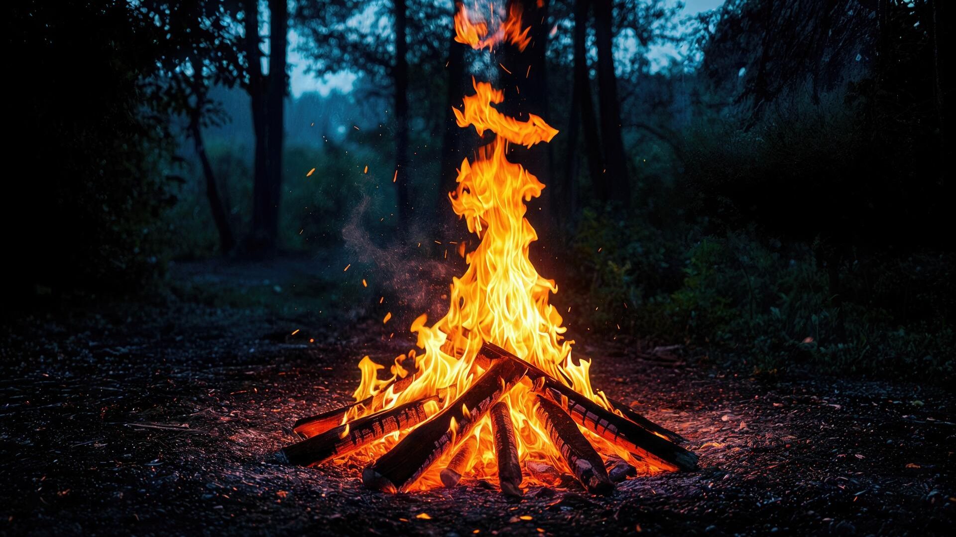 Звук костра в лесу (для сна)