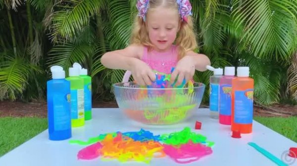 Nastya and dad make a giant multi-colored slime
