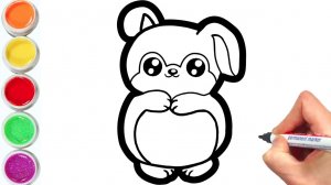 Мультик - раскраска для детей ЗАЙЦА. Учимся как нарисовать ЗАЙЧИКА /РИСОВАШКА ТВ/,