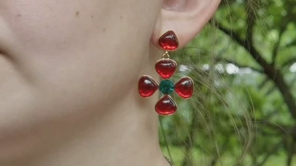 Модные винтажные серьги и броши с цветком из натурального камня в ассортименте