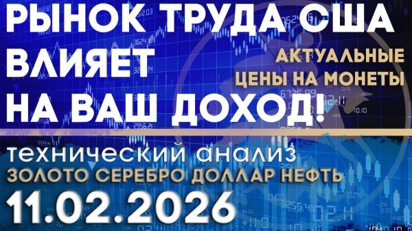 Рынок труда США влияет на доход инвестора. Анализ рынка золота, серебра, нефти, доллара 11.02.2026 г