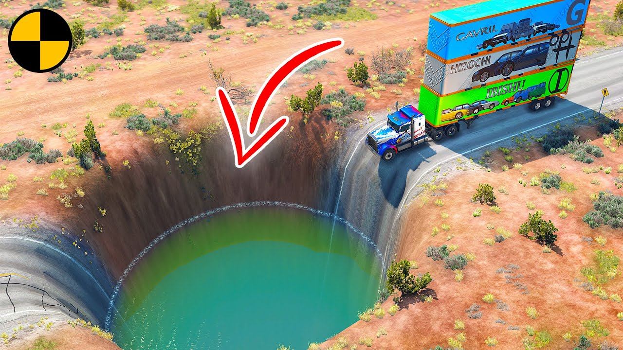 Cars Vs Huge Potholes  BeamNG.Drive