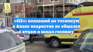«112»: напавший на техникум в Анапе подросток не общался с отцом и искал госпожу