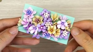 Делаю маленькие цветы из фоамирана, цветочные веточки и вырубку из бумаги💖Декор для открытки