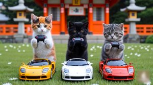 😹Милые маленькие котятки играют в машинки на пульте управления🔥