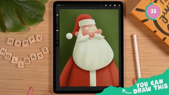 Draw a Cute Stylized Santa in Procreate by Flo смотреть онлайн