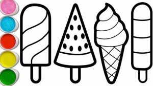 Мультик раскраска для детей и малышей. Как нарисовать мороженое