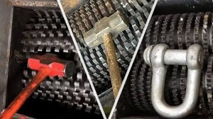 Самый мощный измельчитель металла уничтожает все, что идет на переработку. Залипательный шредер