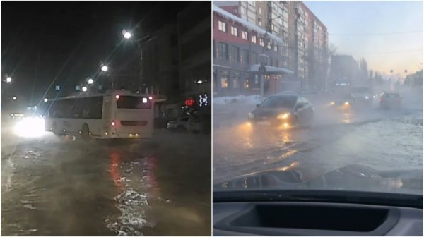 В Саратове вода затопила улицу Чернышевского. Стоят троллейбусы, сталкиваются авто