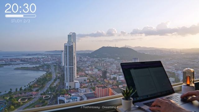 3-Hour Study With Me   180° Panama City   Pomodoro 50-10  Relaxing Lo-Fi   Day 150