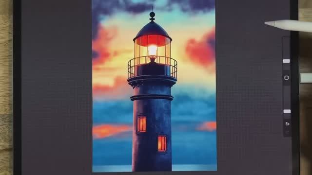 PROCREATE Lighthouse DRAWING Tutorial in EASY steps by James Julier смотреть онлайн