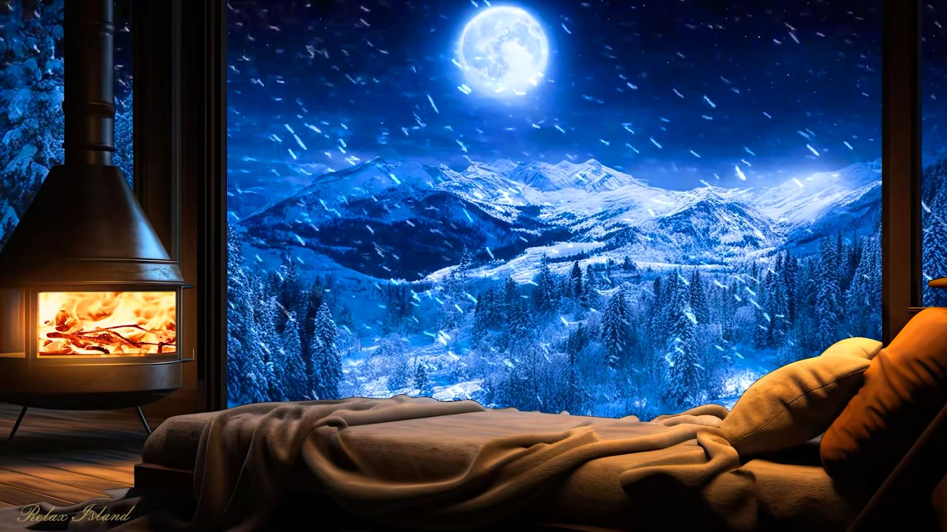 ❄️ КРАСИВАЯ УСПОКАИВАЮЩАЯ МУЗЫКА ДЛЯ СНА И ЗВУК КАМИНА 🎵 РАССЛАБЛЯЮЩАЯ МУЗЫКА ДЛЯ ДУШИ И ЗВУК ВЬЮГИ смотреть онлайн