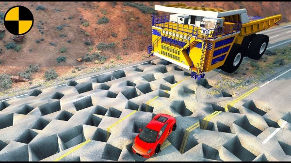 Cars vs 100 Potholes - BeamNG drive