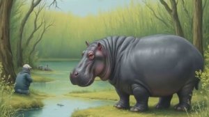 Видео из рисунка. Песня: Одинокий бегемот. Эту песню поёт: Искусственный интеллект мужским голосом