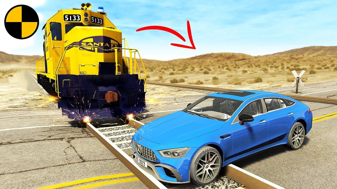 Cars Vs Rails - BeamNG Drive