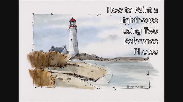 Paint a Lighthouse using reference photos. Line and wash watercolor. Easy to follow. Peter Sheeler смотреть онлайн