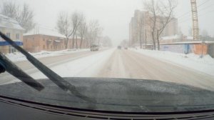 Парт-Тайм Уаз Патриот на скоростной зимней дороге