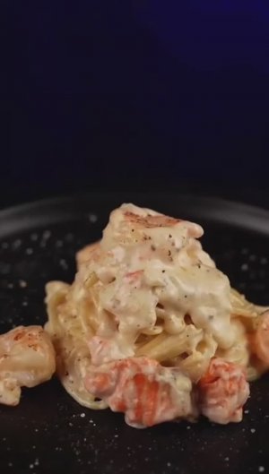 🦐 Паста с морепродуктами в сливочном соусе #обеды #ужины #горячее