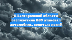 В Белгородской области беспилотник ВСУ атаковал автомобиль, водитель погиб