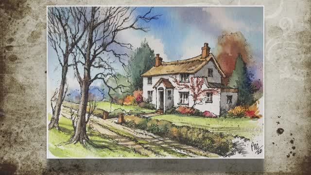 How to paint a house in perspective with line and wash смотреть онлайн