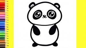 Мультик - раскраска для детей ПАНДА. Учимся вместе как нарисовать ПАНДУ// РИСОВАШКА ТВ