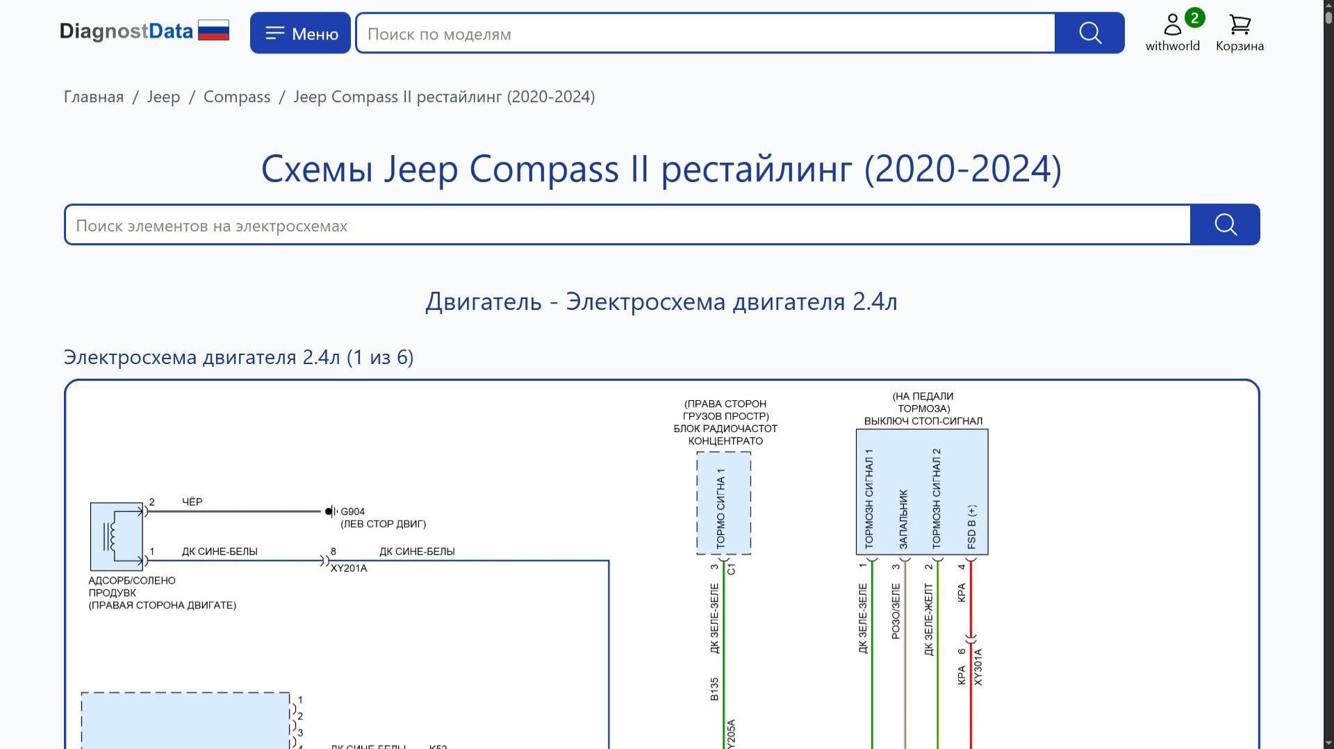 Схемы Jeep Compass II рестайлинг (2020-2026) смотреть онлайн
