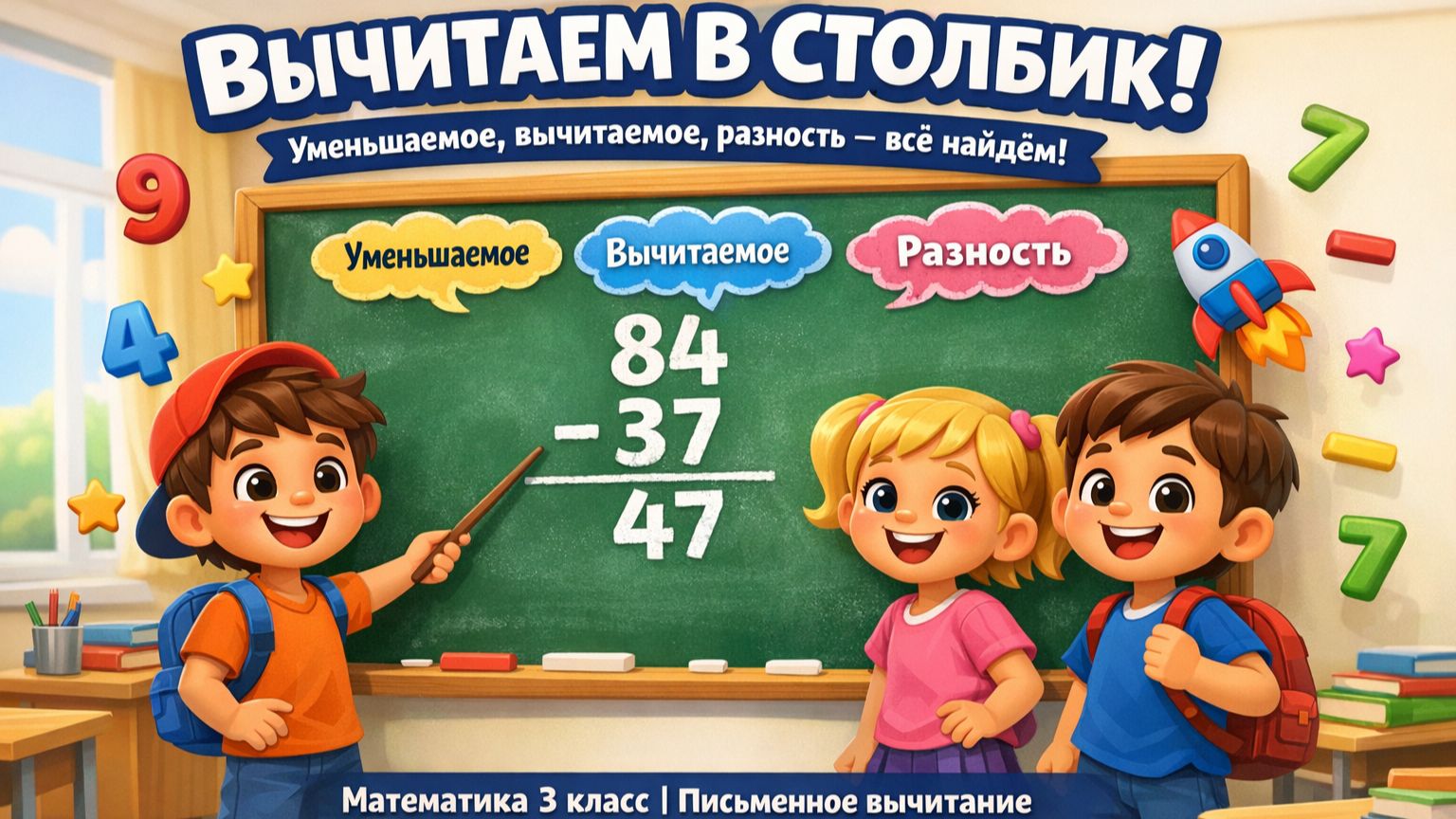 Спасаем пример! Секрет вычитания двузначных чисел 🔍 | Математика 3 класс