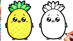 Мультик - раскраска для детей АНАНАС. Учимся вместе как нарисовать АНАНАС// РИСОВАШКА ТВ