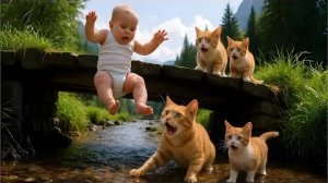 Храбрая мама-кошка спасает мальчика от падения с моста 🐱❤️ Невероятная история героя!