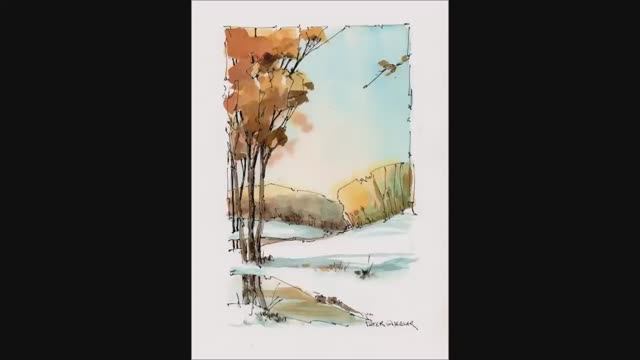 Very Simple Winter Stream Watercolor demonstration. Quick, easy and just a few colors смотреть онлайн