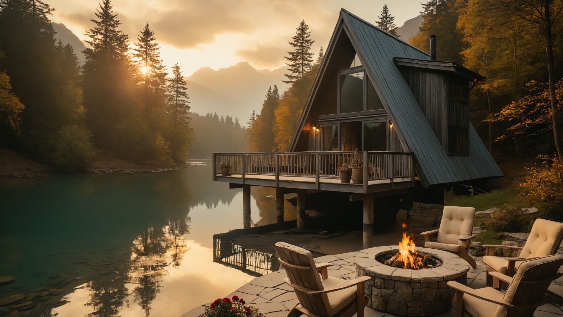 Уютная атмосфера у костра в домике на берегу озера способствует глубокому сну и расслаблению. смотреть онлайн