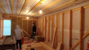 Утепление стен дома,фиксация шпагатом.Мини-дом-каркасник. Участок с нуля. Часть №28