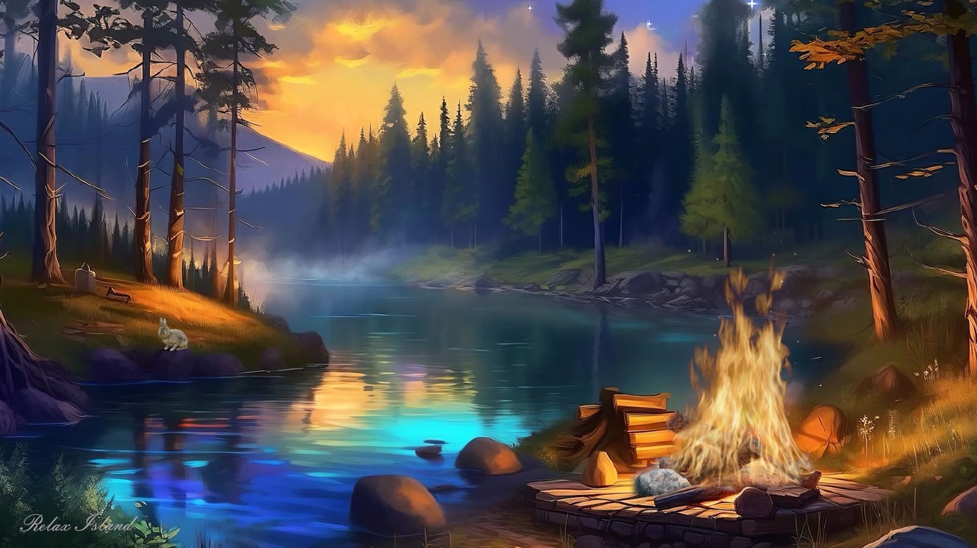 КРАСИВАЯ УСПОКАИВАЮЩАЯ МУЗЫКА ДЛЯ СНА 🎵 РАССЛАБЛЯЮЩАЯ МУЗЫКА ДЛЯ ДУШИ НА БЕРЕГУ У КОСТРА смотреть онлайн